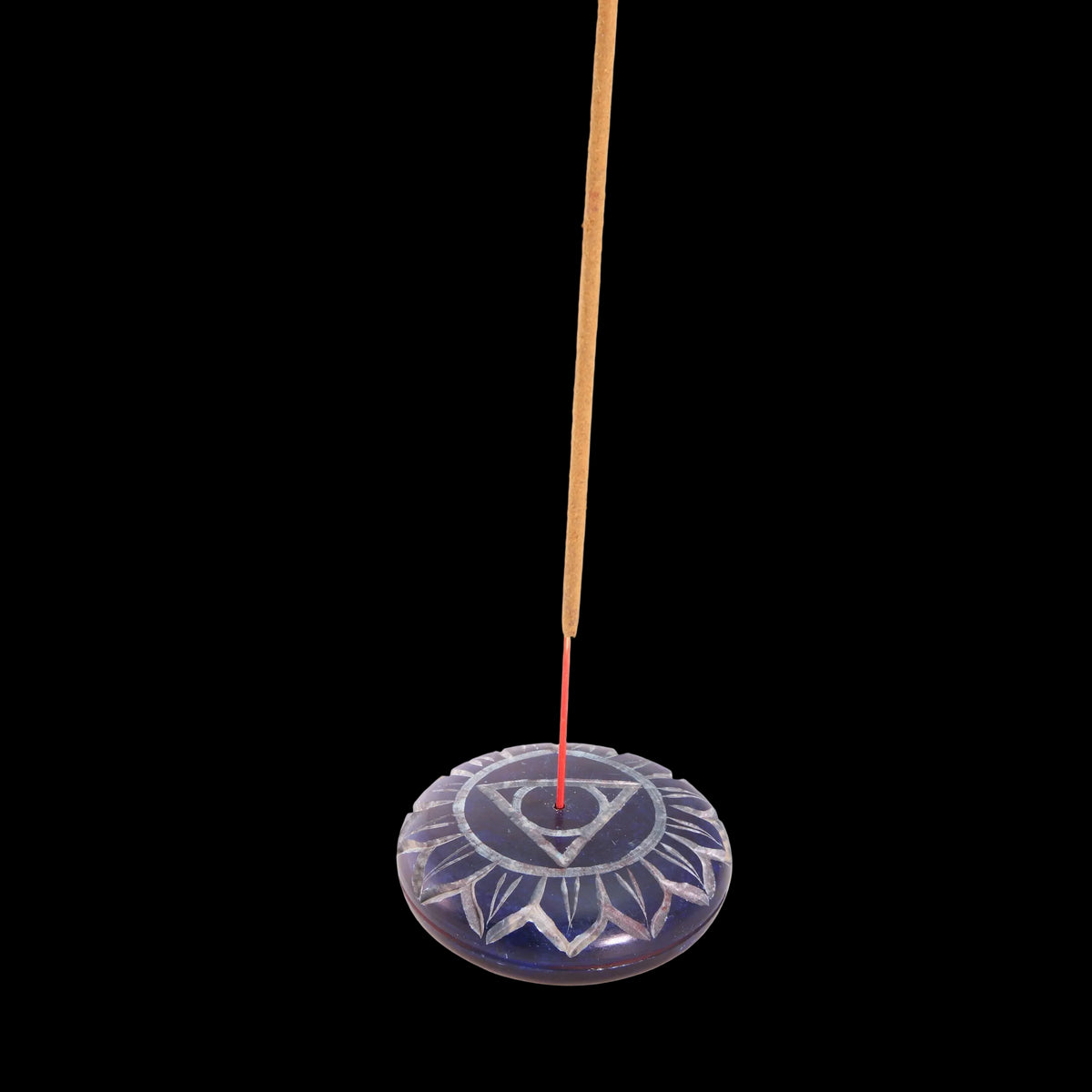 Prabhuji Incense Burner - Soapstone Pebble Throat Chakra Vishudha 2.5" - Mystic Journey Path