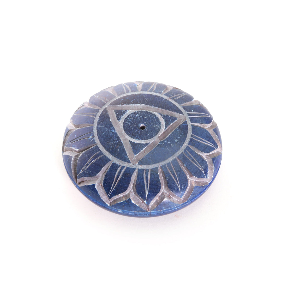 Prabhuji Incense Burner - Soapstone Pebble Throat Chakra Vishudha 2.5" - Mystic Journey Path