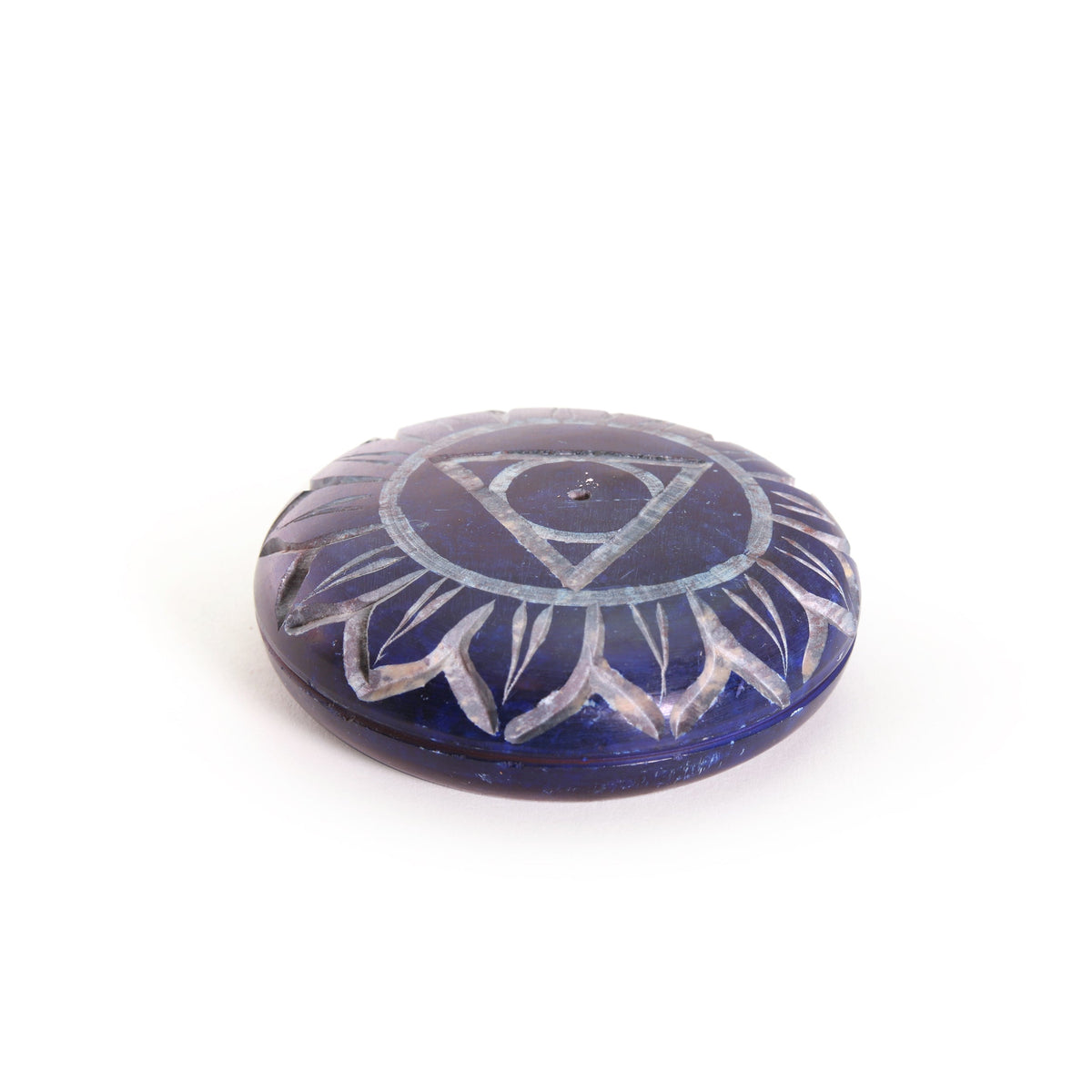 Prabhuji Incense Burner - Soapstone Pebble Throat Chakra Vishudha 2.5" - Mystic Journey Path