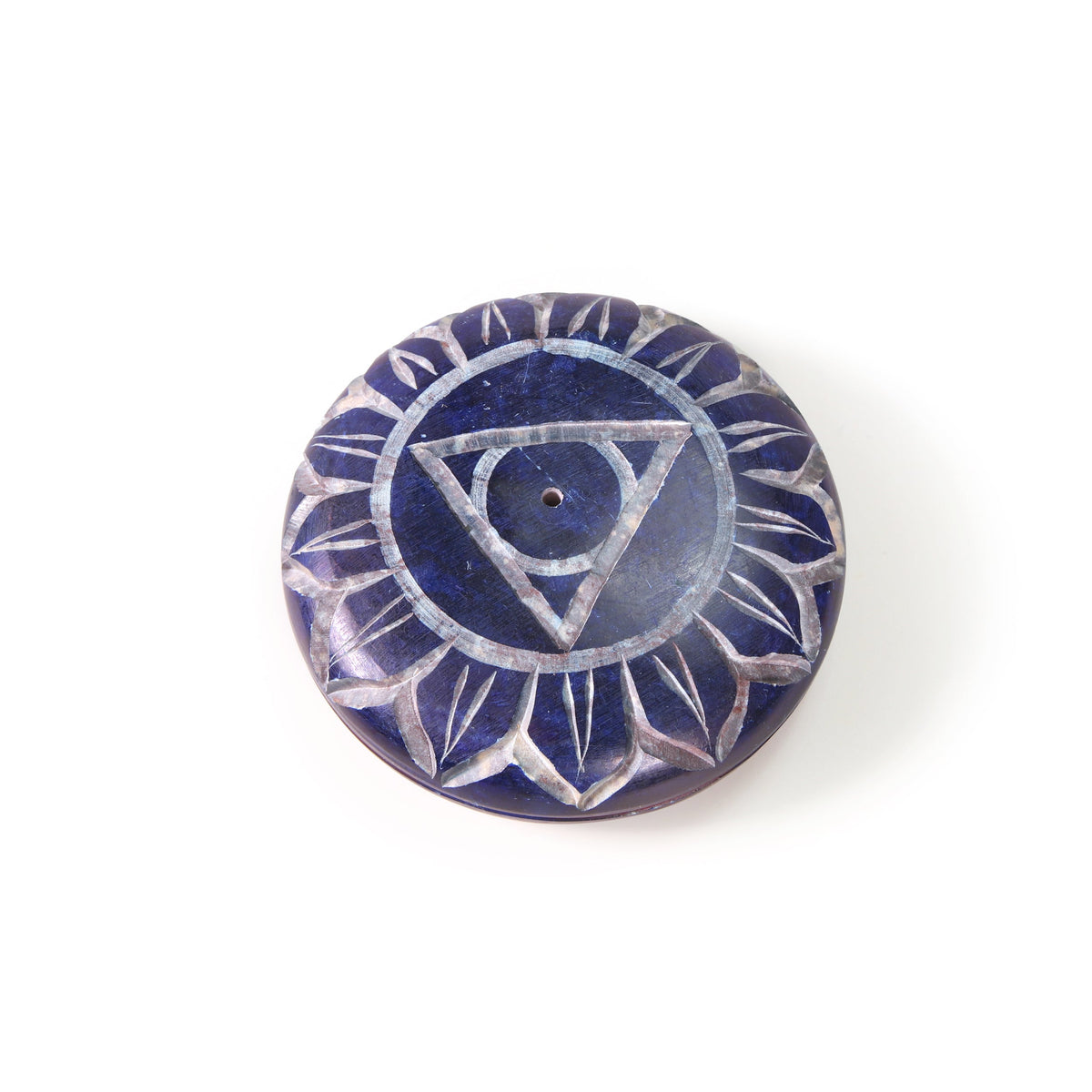 Prabhuji Incense Burner - Soapstone Pebble Throat Chakra Vishudha 2.5" - Mystic Journey Path