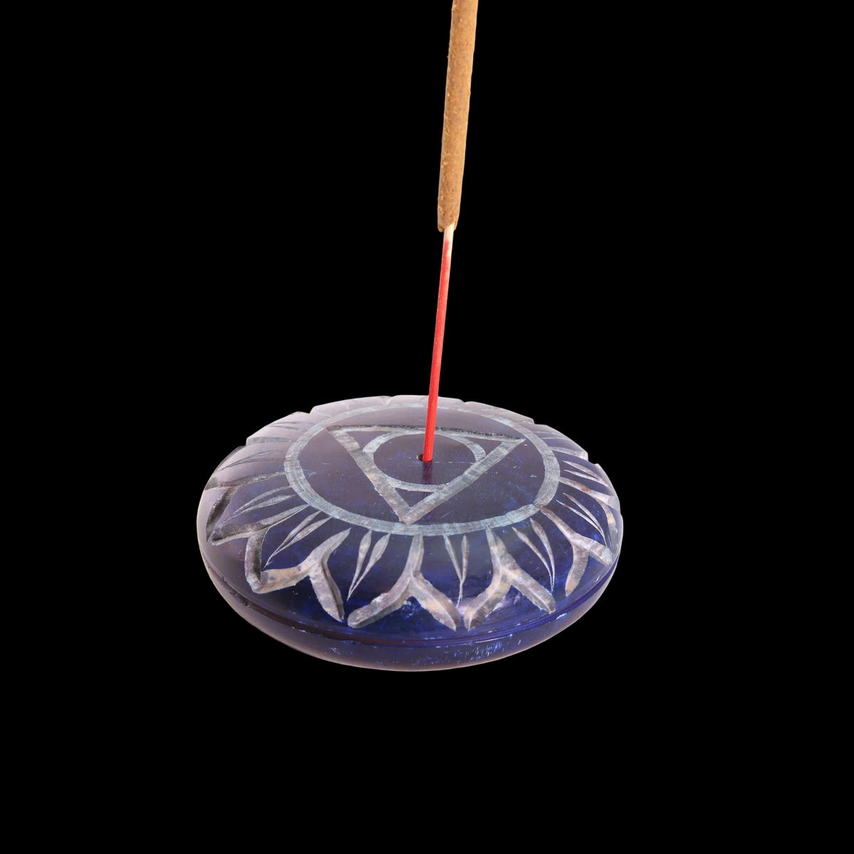 Prabhuji Incense Burner - Soapstone Pebble Throat Chakra Vishudha 2.5" - Mystic Journey Path