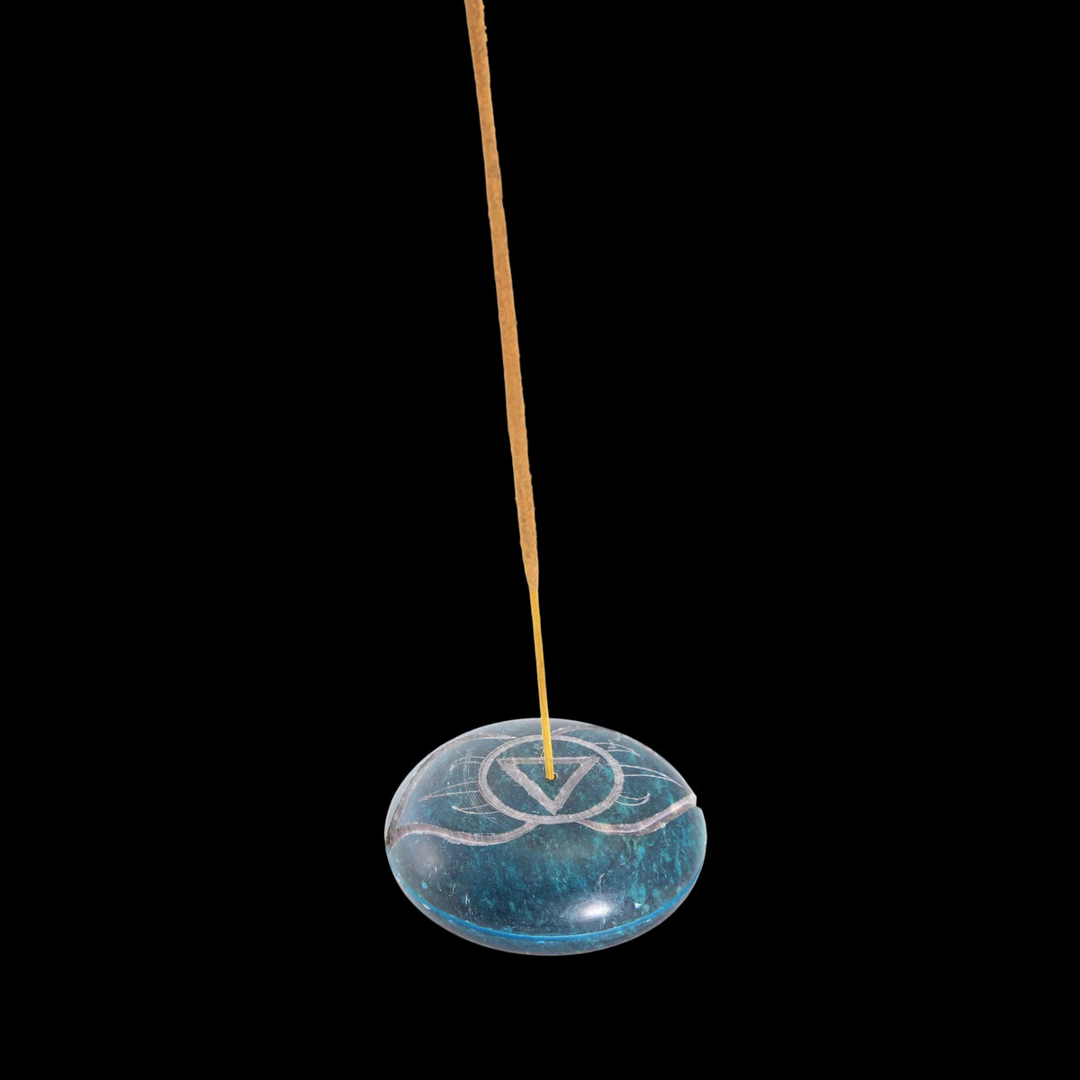 Prabhuji Incense Burner - Soapstone Pebble Third Eye Chakra Ajna 2.5" - Mystic Journey Path