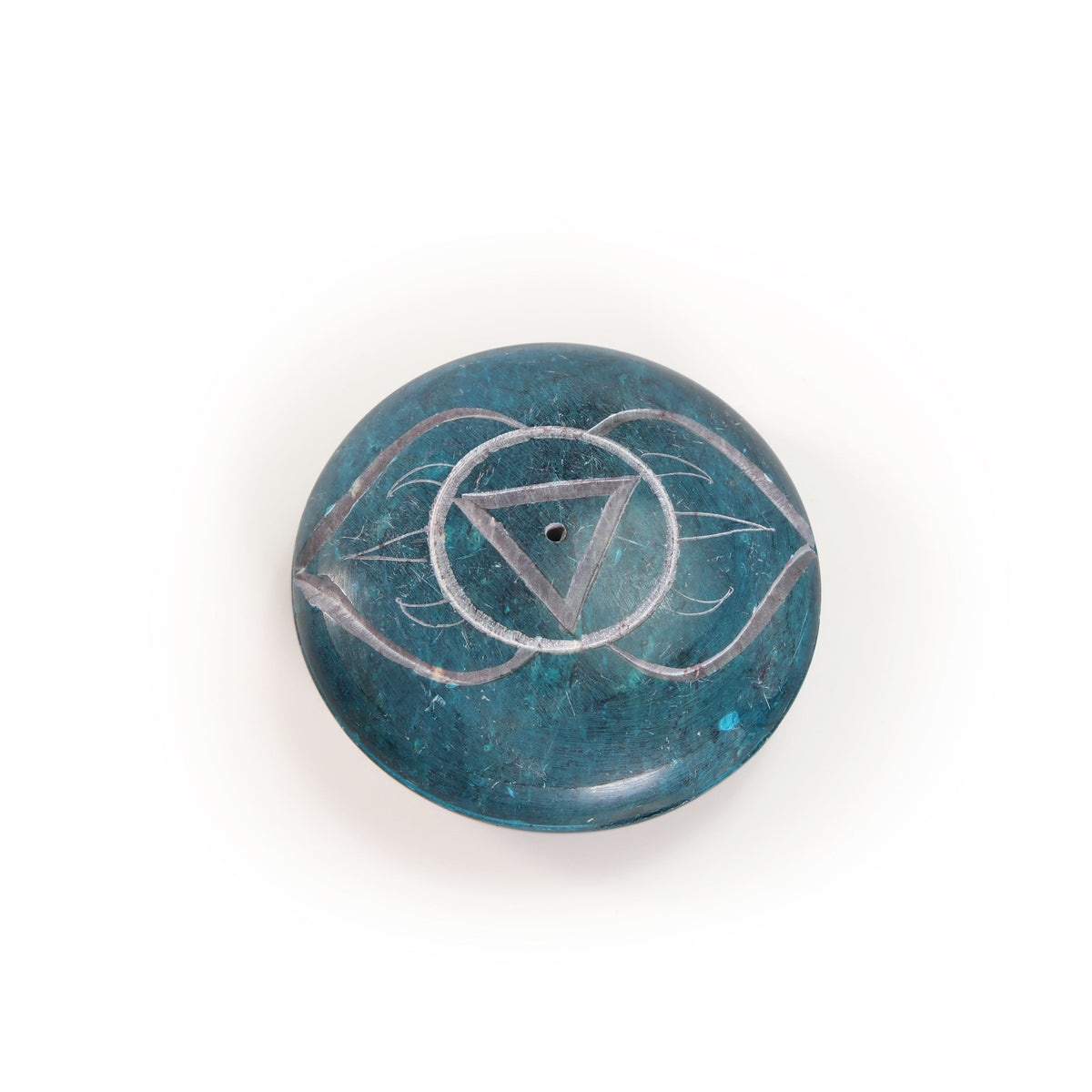 Prabhuji Incense Burner - Soapstone Pebble Third Eye Chakra Ajna 2.5" - Mystic Journey Path