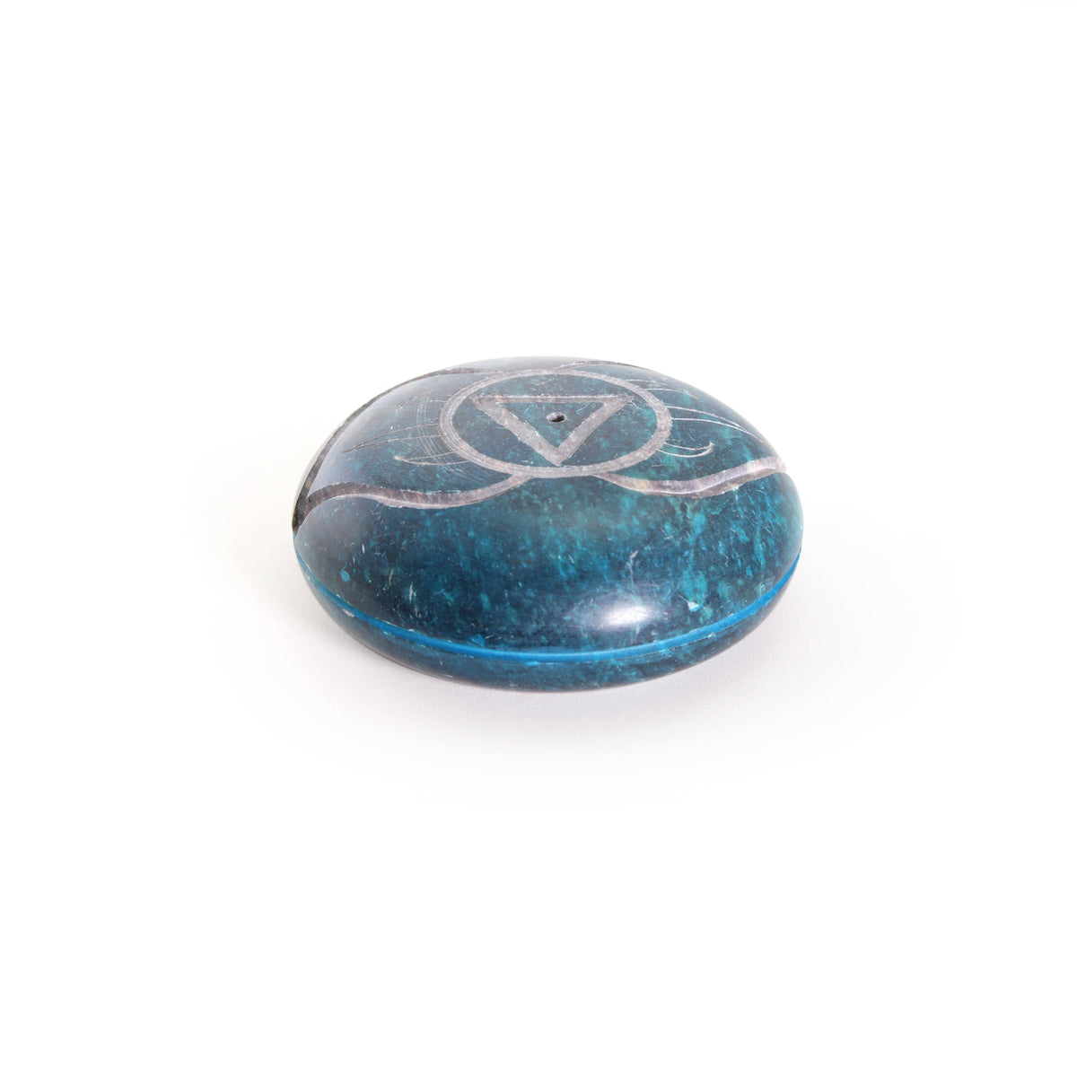 Prabhuji Incense Burner - Soapstone Pebble Third Eye Chakra Ajna 2.5" - Mystic Journey Path