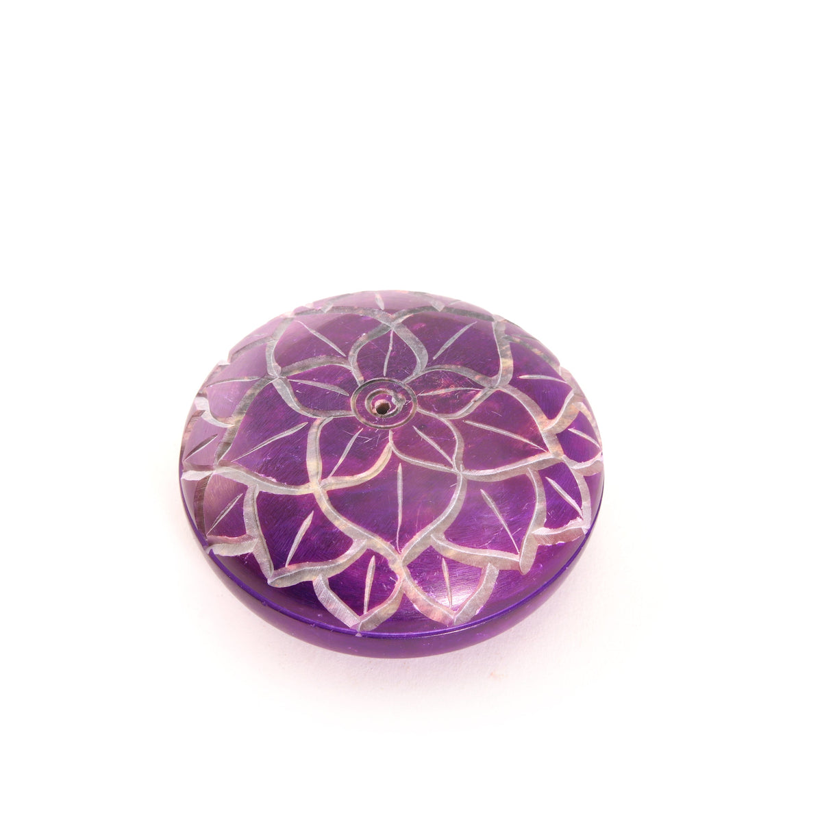 Prabhuji Incense Burner - Soapstone Pebble Crown Chakra Sahasrara 2.5" - Mystic Journey Path