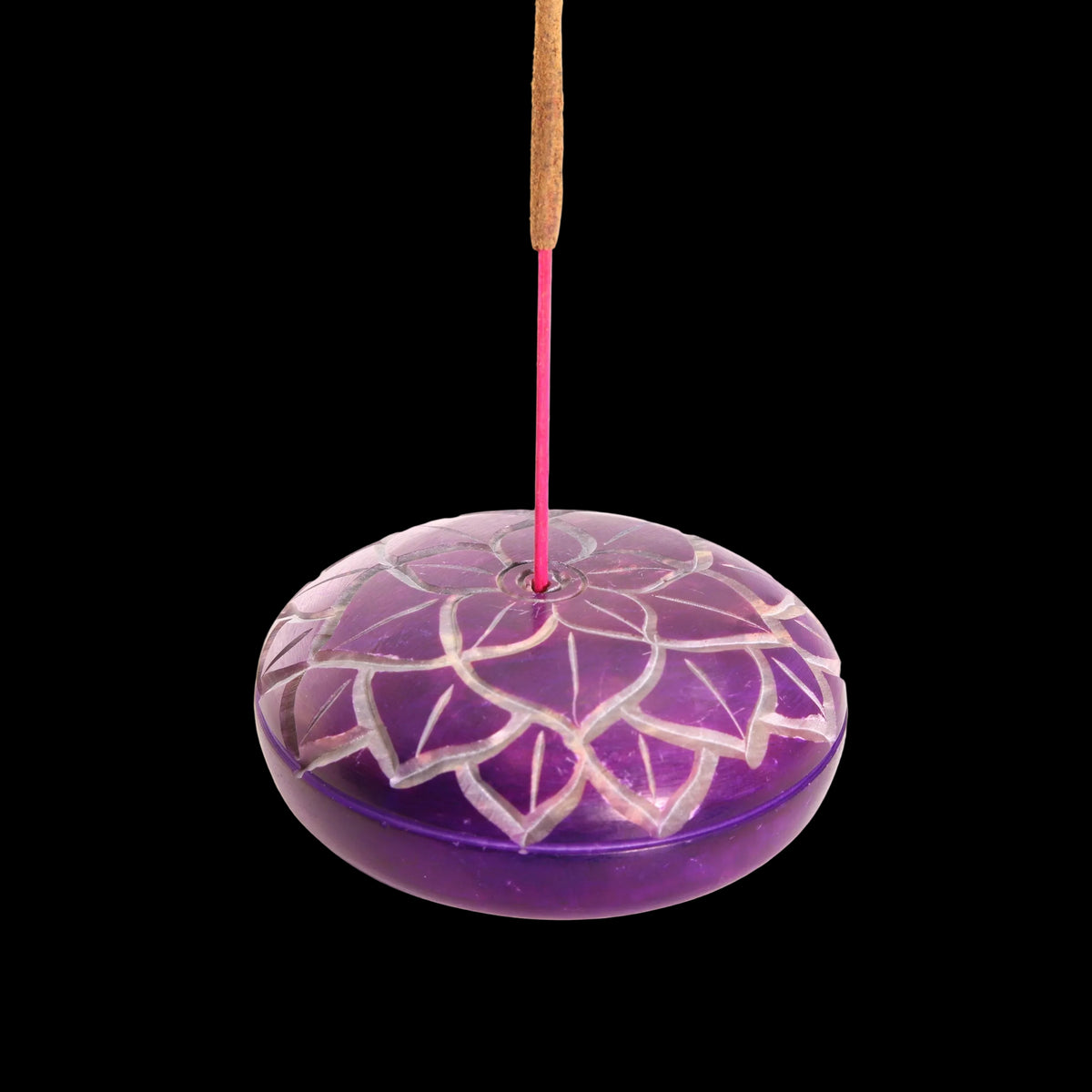 Prabhuji Incense Burner - Soapstone Pebble Crown Chakra Sahasrara 2.5" - Mystic Journey Path