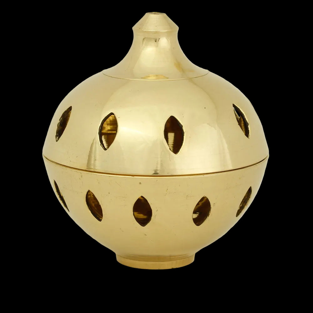 Burner - Brass Burner, Clear Ball 3.25"Hx3"D - Wholesale and Retail Prabhuji's Gifts  - Mystic Journey Path