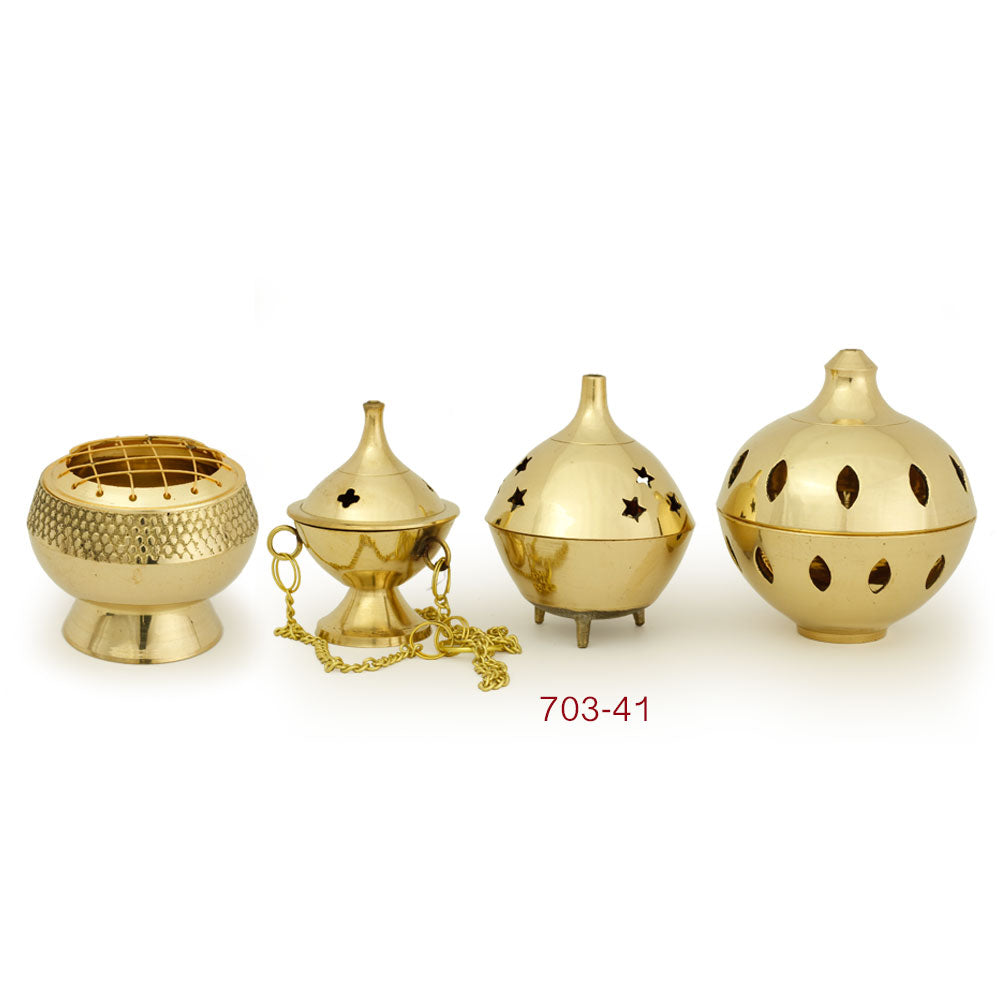 Burner - Brass Burner, 3 Legged Star Jali 3"Hx2.5"D - Wholesale and Retail Prabhuji's Gifts  - Mystic Journey Path