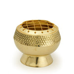 Burner - Embossed Brass Burner, Medium Base, Net Top 2.25"Hx2.5"D - Wholesale and Retail Prabhuji's Gifts  - Mystic Journey Path