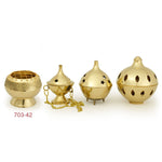 Burner - Embossed Brass Burner, Medium Base, Net Top 2.25"Hx2.5"D - Wholesale and Retail Prabhuji's Gifts  - Mystic Journey Path