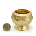 Burner - Embossed Brass Burner, Medium Base, Net Top 2.25"Hx2.5"D - Wholesale and Retail Prabhuji's Gifts  - Mystic Journey Path