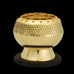 Burner - Embossed Brass Burner, Medium Base, Net Top 2.25"Hx2.5"D - Wholesale and Retail Prabhuji's Gifts  - Mystic Journey Path