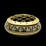 Burner - Black Brass Burner, Low Base, Fern Engraving, Net Top 1.25"Hx2.75"D - Wholesale and Retail Prabhuji's Gifts   - Mystic Journey Path