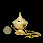 Burner - Hanging Brass Burner, Jali 2.5"Hx2"D - Wholesale and Retail Prabhuji's Gifts - Mystic Journey Path