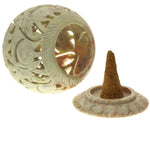 Burner for Cones and Candle Holder - Soapstone Carved T-Lite Ball - Elephant 3.5 inches - Wholesale and Retail Prabhuji's Gifts - Mystic Journey Path