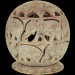 Burner for Cones and Candle Holder - Soapstone Carved T-Lite Ball - Elephant 3.5 inches - Wholesale and Retail Prabhuji's Gifts - Mystic Journey Path