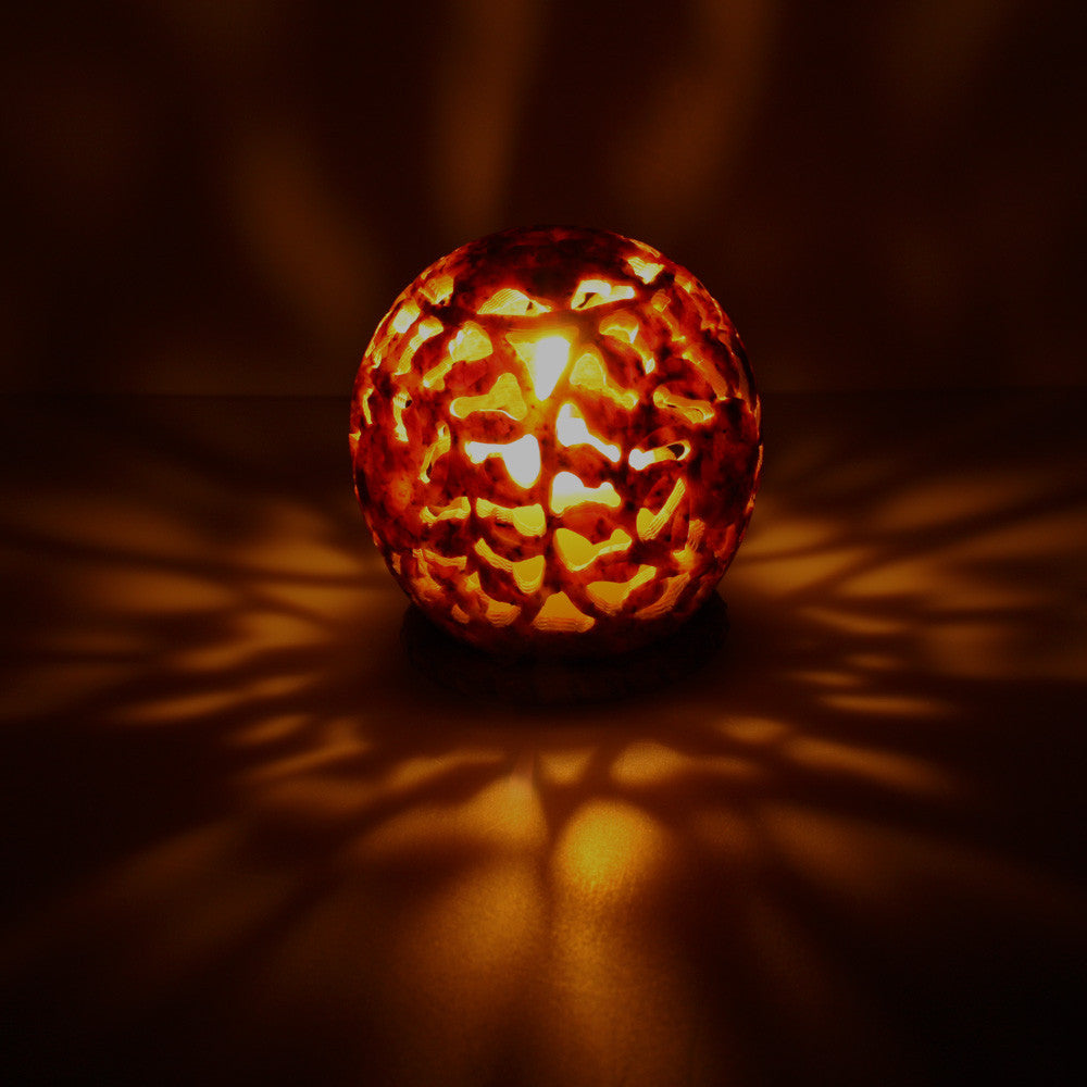Burner for Cones and Candle Holder - Soapstone Carved T-Lite Ball - Leaves 3 inches - Wholesale and Retail Prabhuji's Gifts - Mystic Journey Path