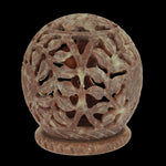 Burner for Cones and Candle Holder - Soapstone Carved T-Lite Ball - Leaves 3 inches - Wholesale and Retail Prabhuji's Gifts - Mystic Journey Path
