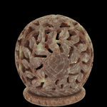 Burner for Cones and Candle Holder - Soapstone Carved T-Lite Ball - Leaves 3 inches - Wholesale and Retail Prabhuji's Gifts - Mystic Journey Path