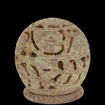 Burner for Cones and Candle Holder - Soapstone Carved T-Lite Ball - Large leaves 3 inches - Wholesale and Retail Prabhuji's Gifts - Mystic Journey Path