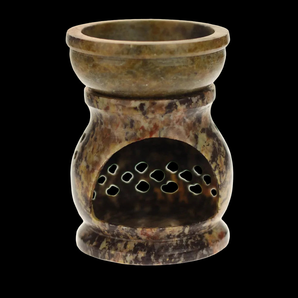 Oil Diffuser - Natural Soapstone Oil Burner Jali 3.25" - Wholesale and Retail Prabhuji's Gifts - Mystic Journey Path