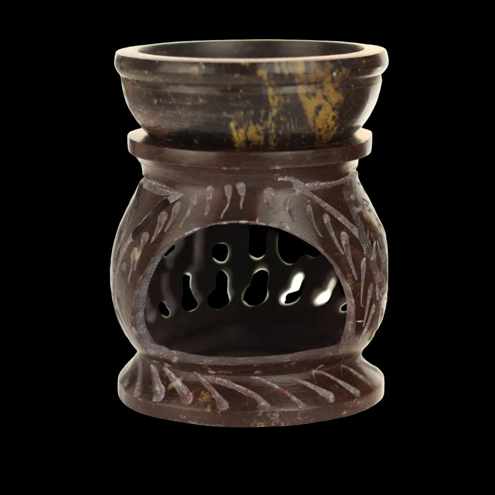 Oil Diffuser - Natural Soapstone Oil Burner Round Elephant 3.25" - Wholesale and Retail Prabhuji's Gifts - Mystic Journey Path
