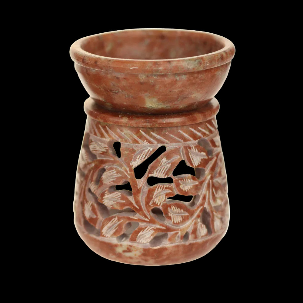 Oil Diffuser - Natural Soapstone Oil Burner Round Elephant 4" - Wholesale and Retail Prabhuji's Gifts  - Mystic Journey Path