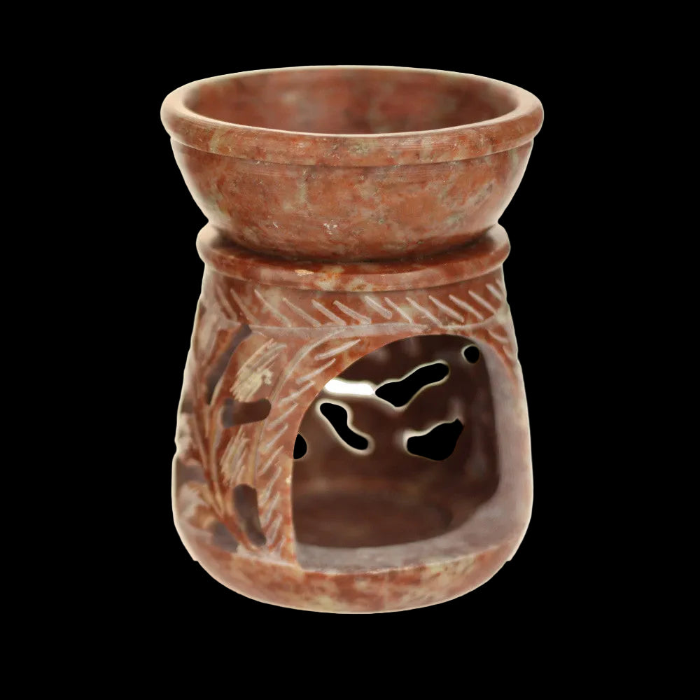 Oil Diffuser - Natural Soapstone Oil Burner Round Elephant 4" - Wholesale and Retail Prabhuji's Gifts  - Mystic Journey Path