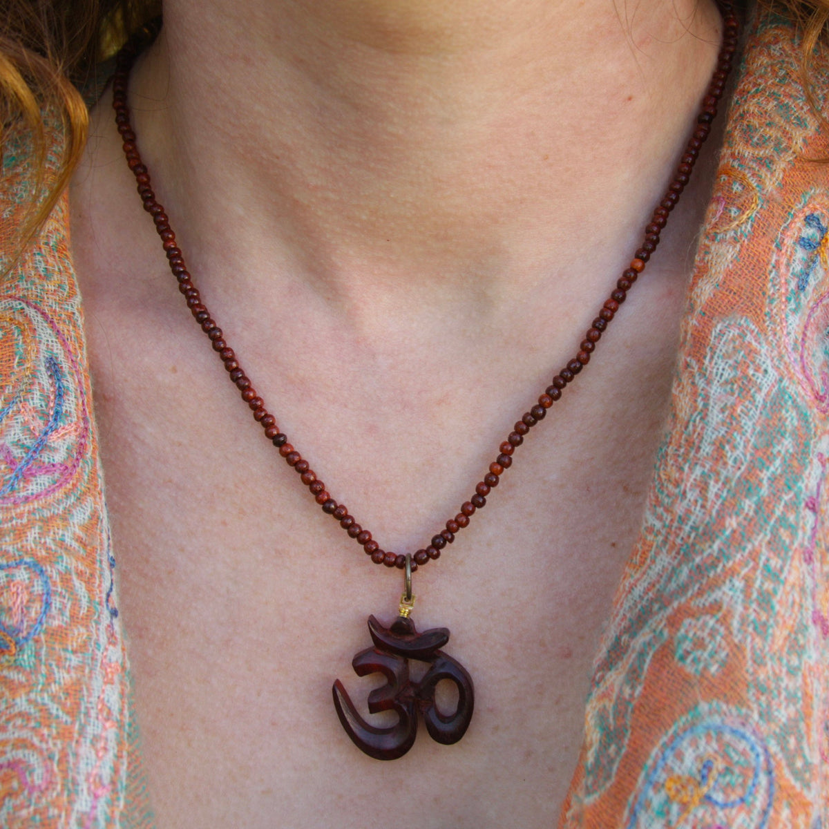 Prabhuji Meaningful Jewelry b Rosewood OM Necklace- Mystic Journey Path