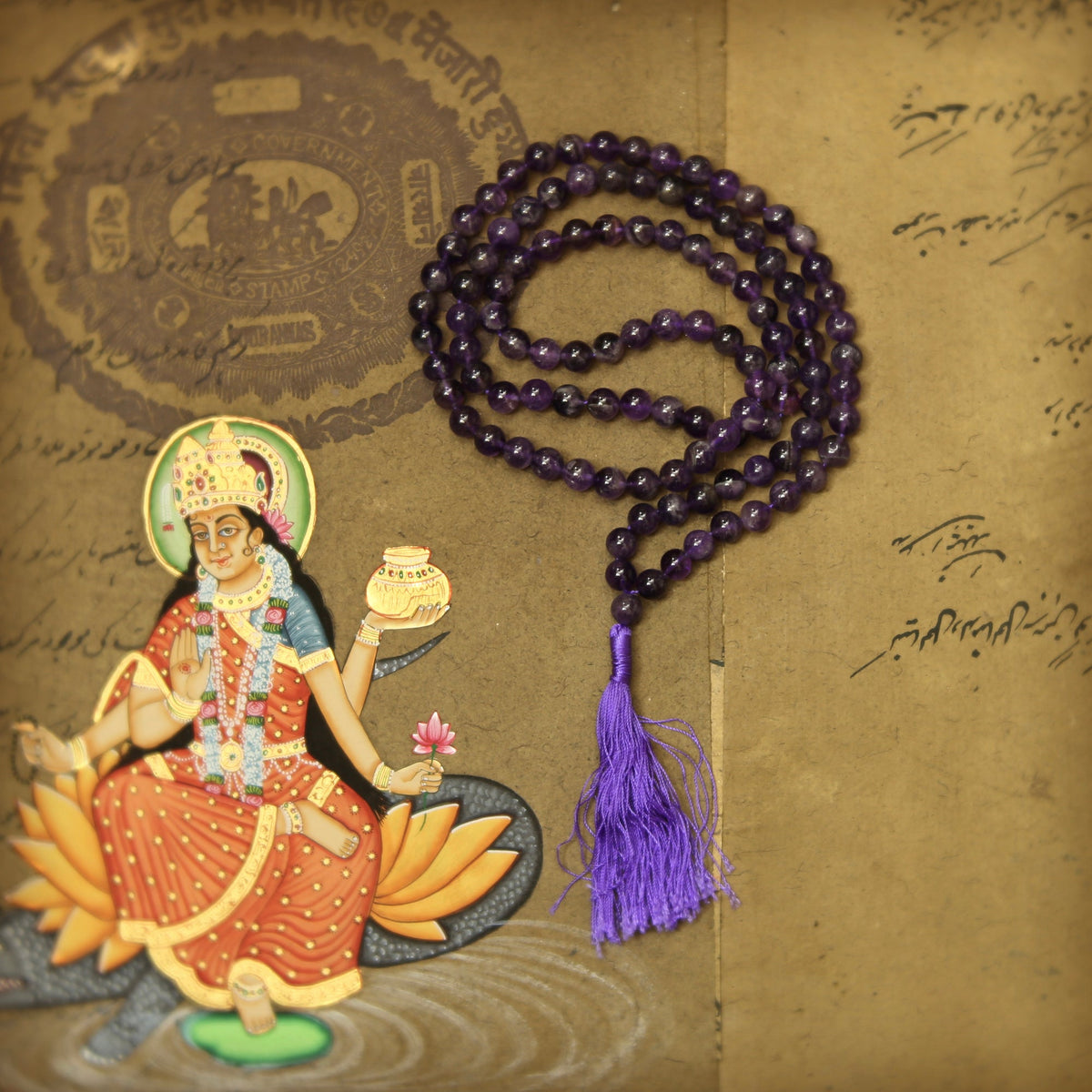 Prabhuji Prayer Mala Beads - Amethyst - 108 Prayer Beads  - Mystic Journey Path