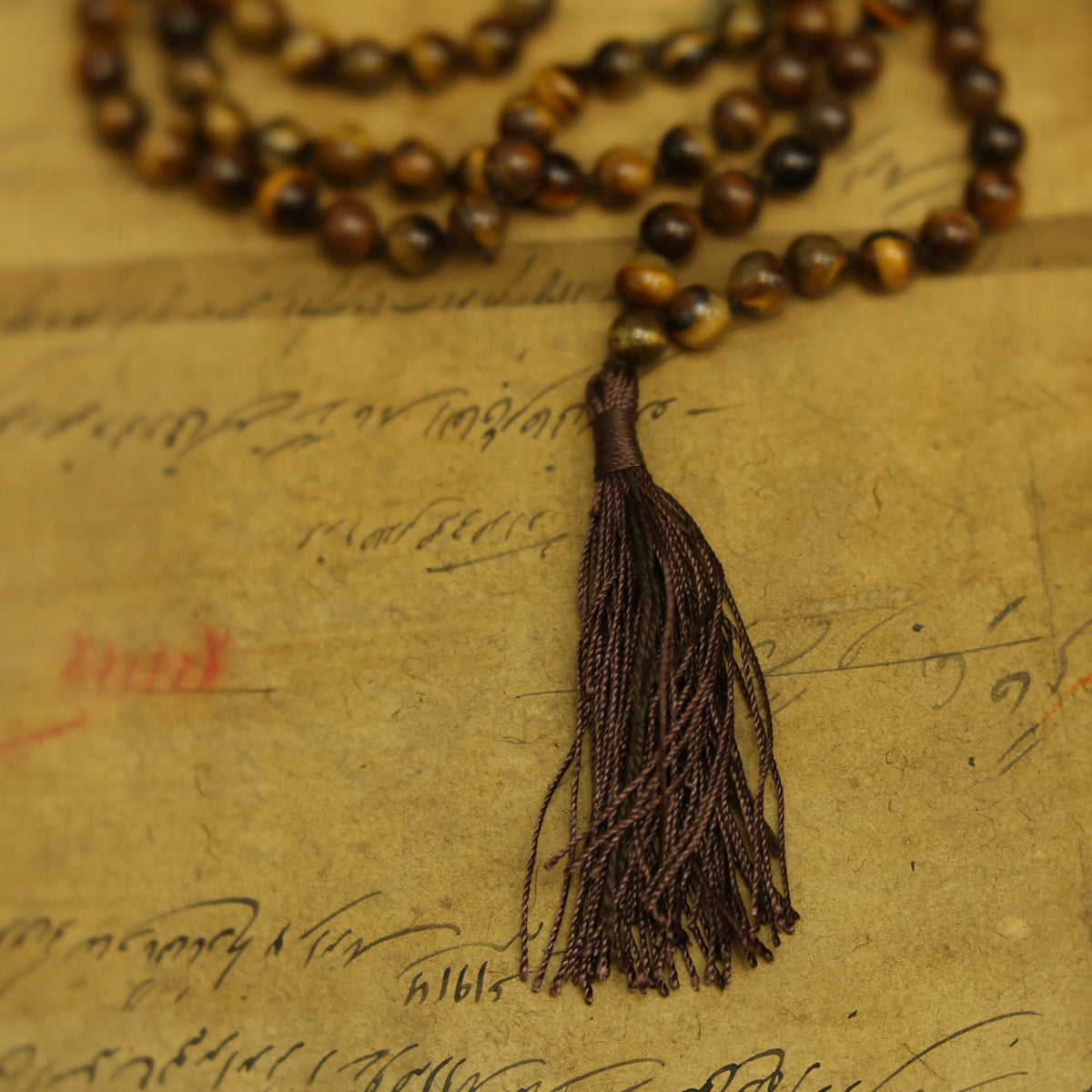 Prabhuji Prayer Mala Beads - Tiger Eye - 108 Prayer Beads  - Mystic Journey Path