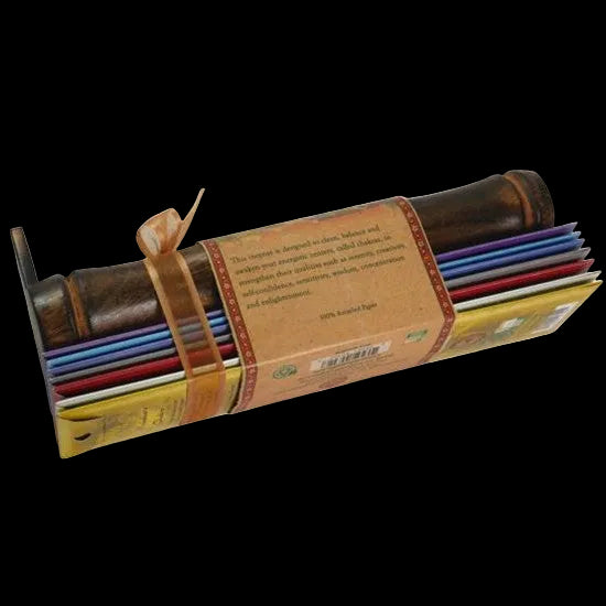 Incense Gift Set - Bamboo Burner + 7 Chakra Incense Sticks Packs & Holiday Greeting - Joy - Wholesale and Retail Prabhuji's Gifts   - Mystic Journey Path