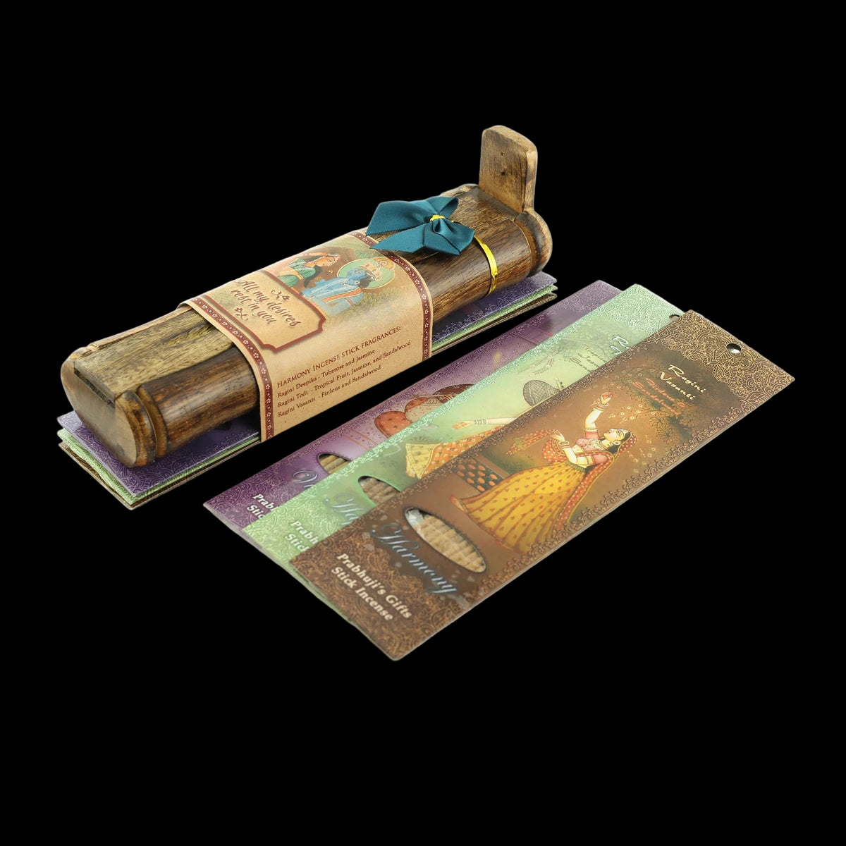 Prabhuji Incense Gift Set - Bamboo Burner + 3 Harmony Incense Sticks Packs & Love Greeting - Rest in you -Mystic Journey Path