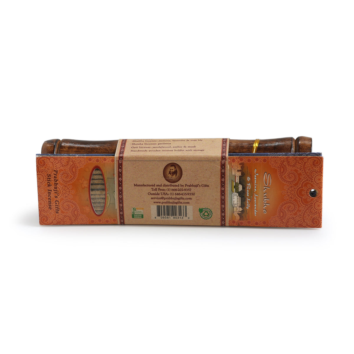 Prabhuji Incense Gift Set - Bamboo Burner + 3 Meditation Incense Stick & Greeting - Thinking of you -Mystic Journey Path
