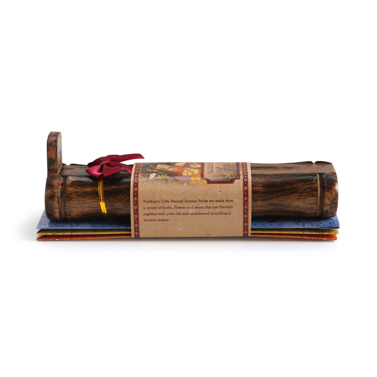 Prabhuji Incense Gift Set - Bamboo Burner + 3 Meditation Incense Stick & Greeting - Thinking of you -Mystic Journey Path