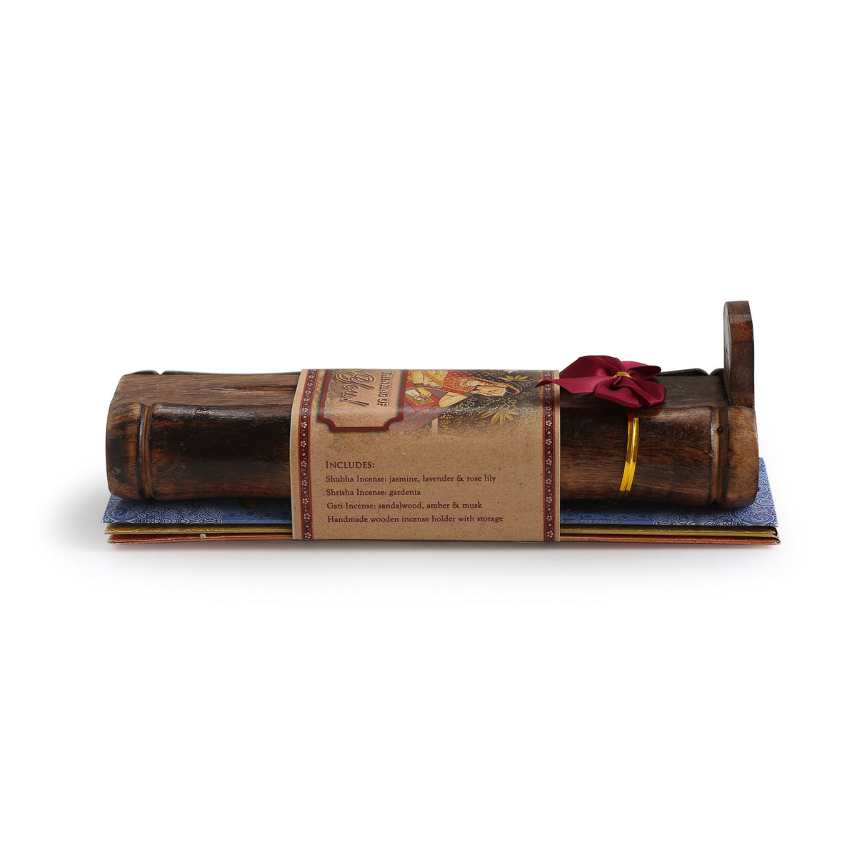 Prabhuji Incense Gift Set - Bamboo Burner + 3 Meditation Incense Stick & Greeting - Thinking of you -Mystic Journey Path