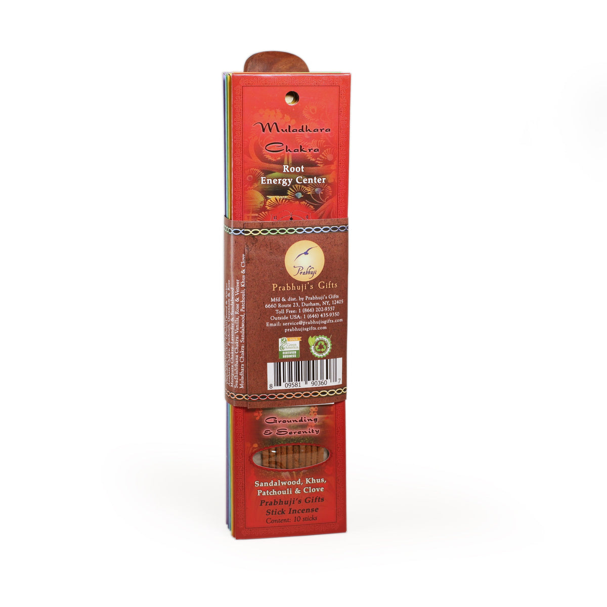 Prabhuji's Gifts - Incense Gift Set - Flat Burner + 7 Chakras Incense Stick in Brown Greeting Sleeve  - Mystic Journey Path