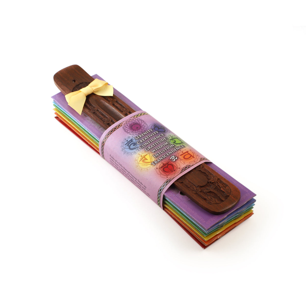 Prabhuji's Gifts - Incense Gift Set - Flat Burner + 7 Chakras Incense Stick in Purple Greeting Sleeve  - Mystic Journey Path