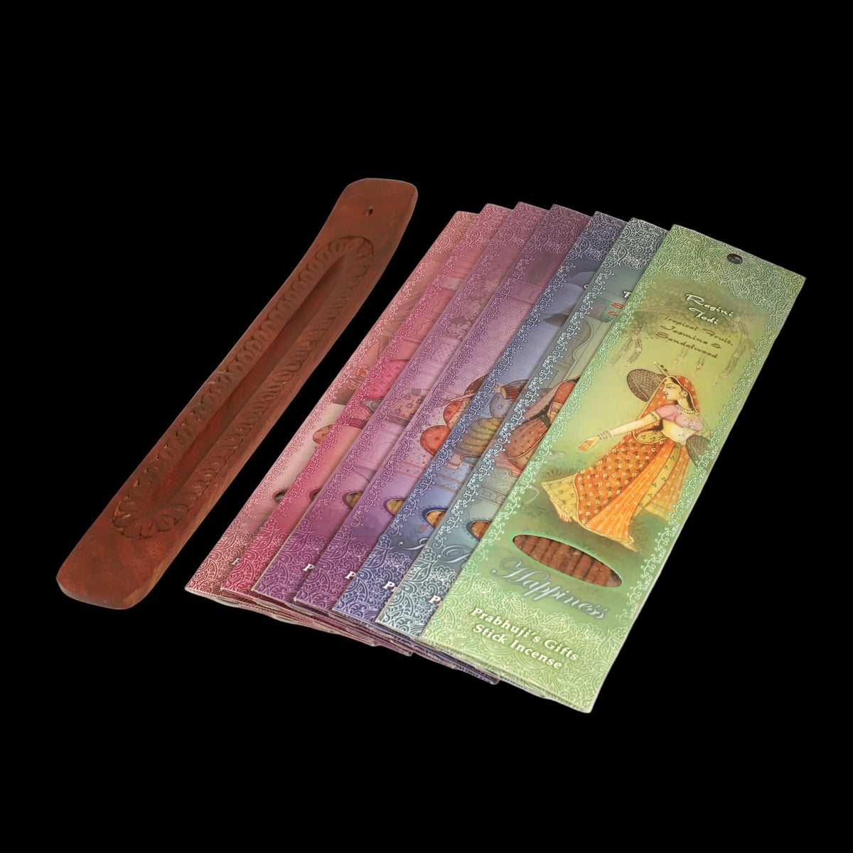 Prabhuji's Gifts - Incense Gift Set - Flat Burner + 7 Harmony Incense Stick & Greeting May Love, Light, Peace & Wisdom be Yours Always  - Mystic Journey Path