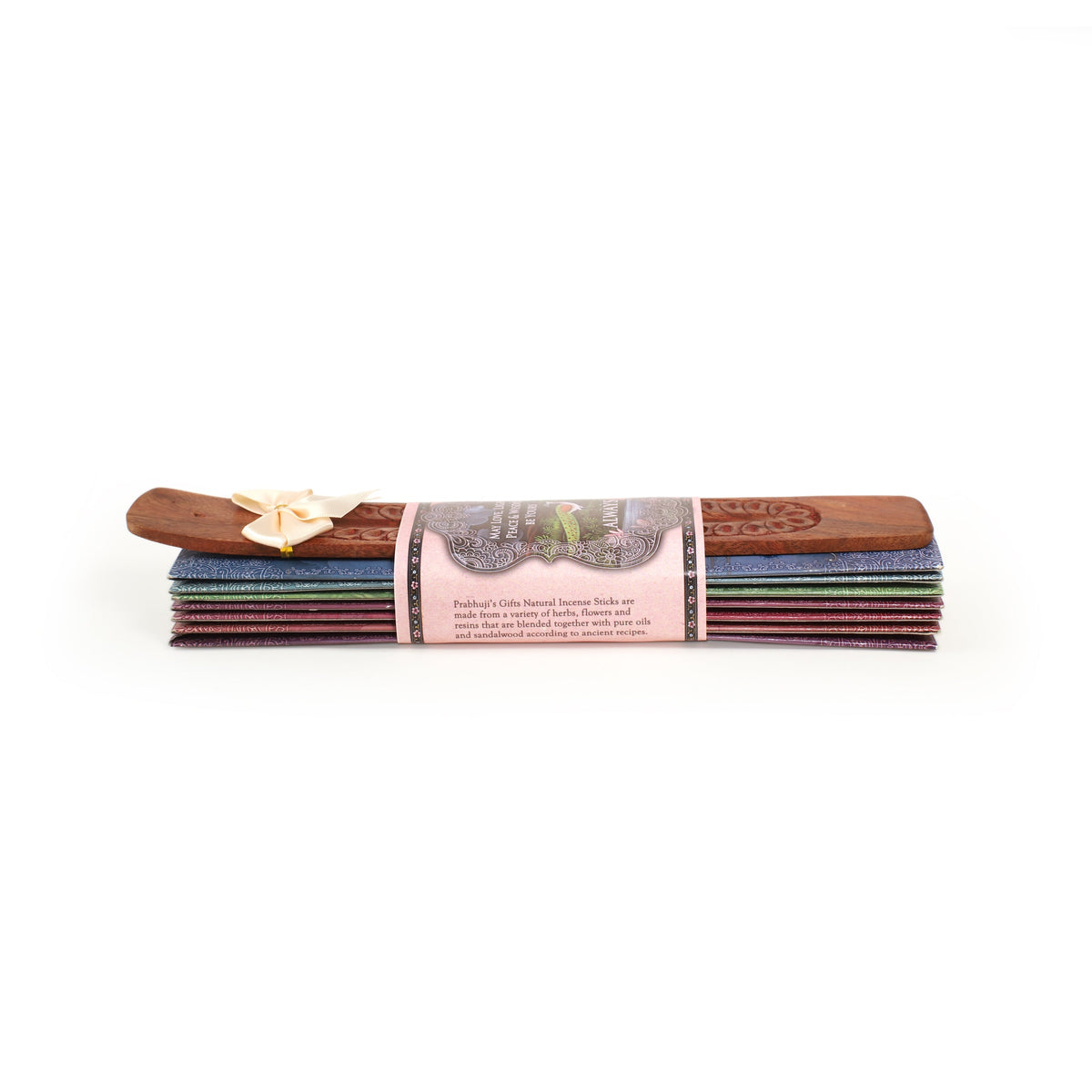 Prabhuji's Gifts - Incense Gift Set - Flat Burner + 7 Harmony Incense Stick & Greeting May Love, Light, Peace & Wisdom be Yours Always  - Mystic Journey Path