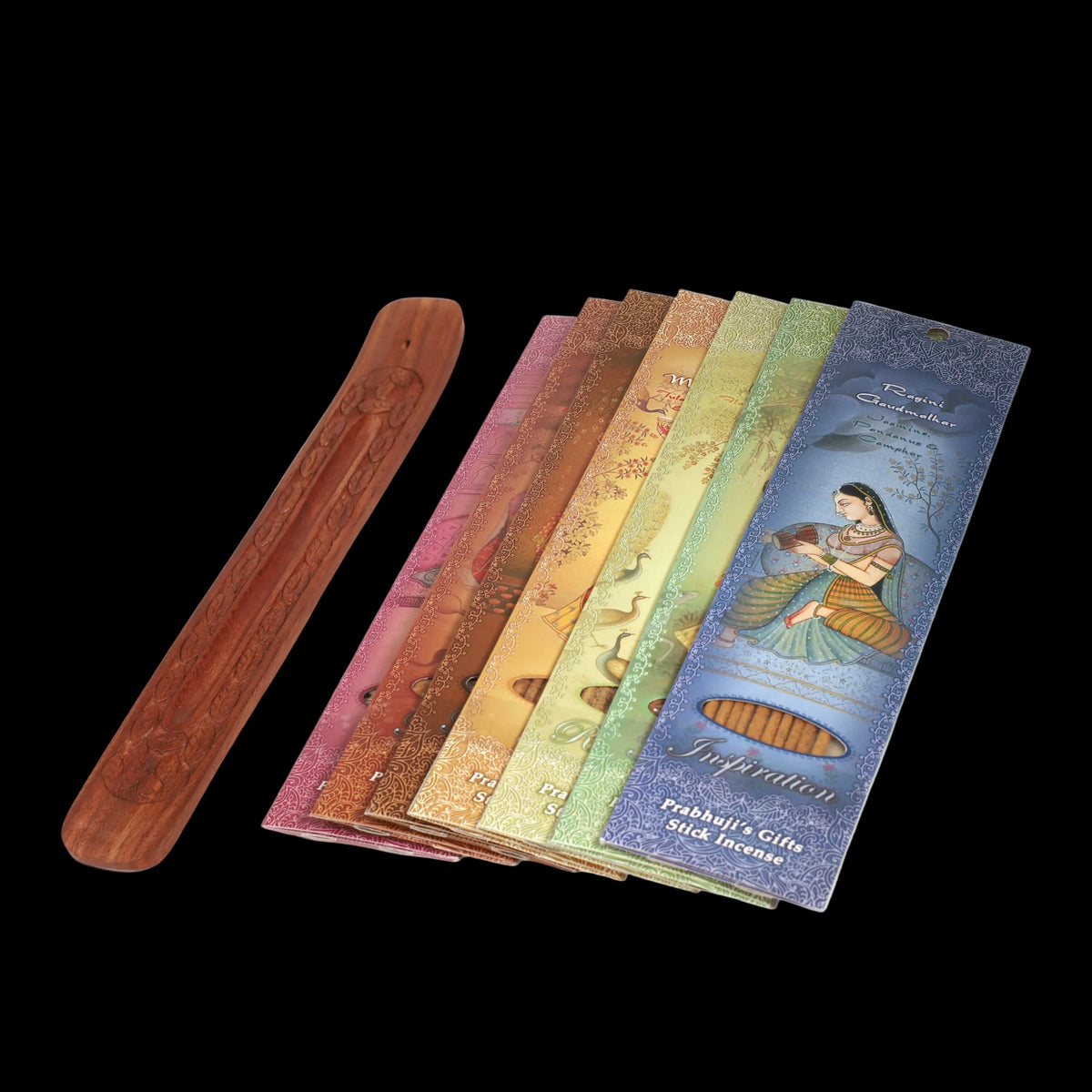 Prabhuji's Gifts - Incense Gift Set - Flat Burner + 7 Harmony Incense Stick & greeting Thank You for Being a Friend  - Mystic Journey Path