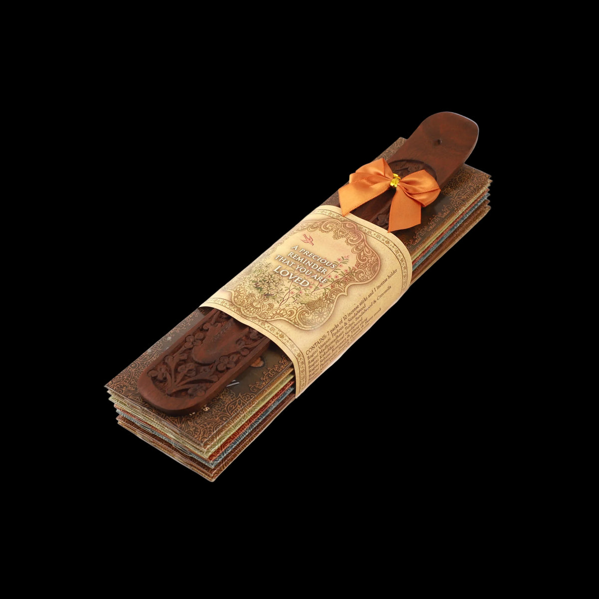 Prabhuji's Gifts - Incense Gift Set - Flat Burner + 7 Harmony Incense Stick & greeting A Precious Reminder that You are Loved  - Mystic Journey Path
