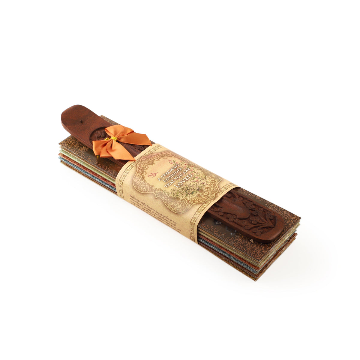 Prabhuji's Gifts - Incense Gift Set - Flat Burner + 7 Harmony Incense Stick & greeting A Precious Reminder that You are Loved  - Mystic Journey Path