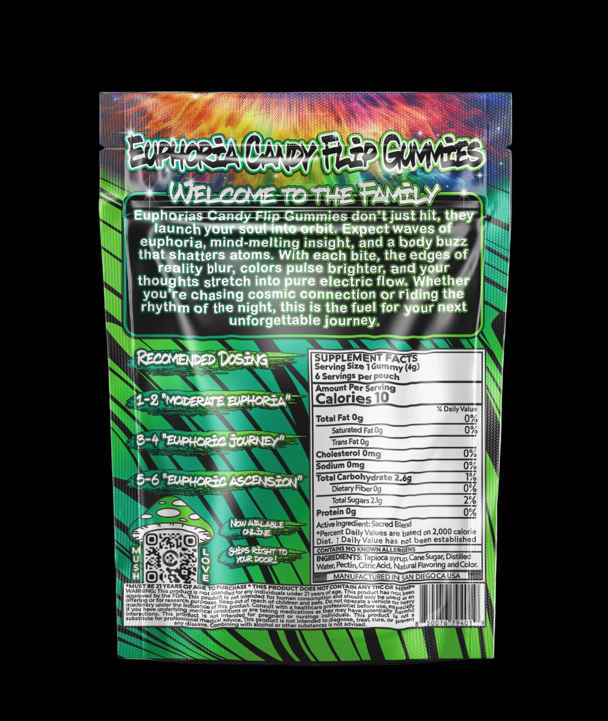 Euphoria Gummies – Blueberry Limeade back 6ct - (Box of 10)- Mystic Journey Path