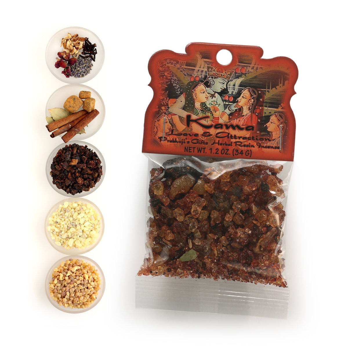 Prabhuji Resin Incense Kama - Love and Attraction - 1.2oz bag - Mystic Journey Path