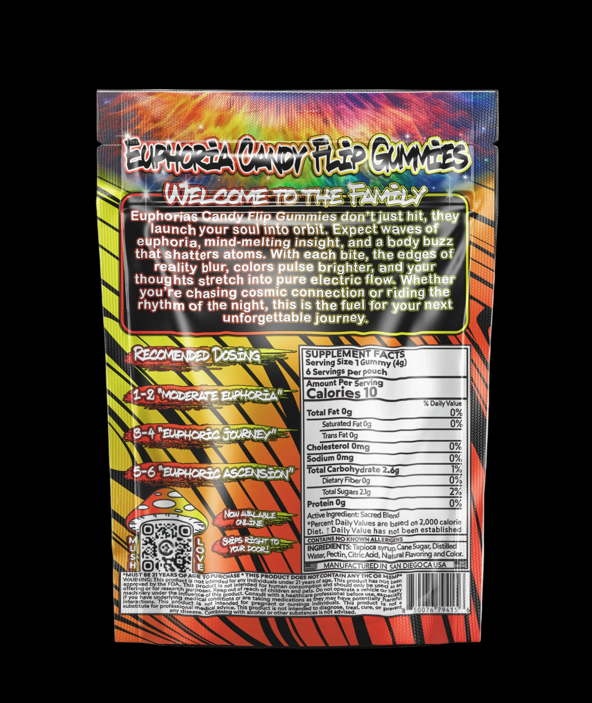 Euphoria Gummies – Pineapple Mango back - Mystic Journey Path