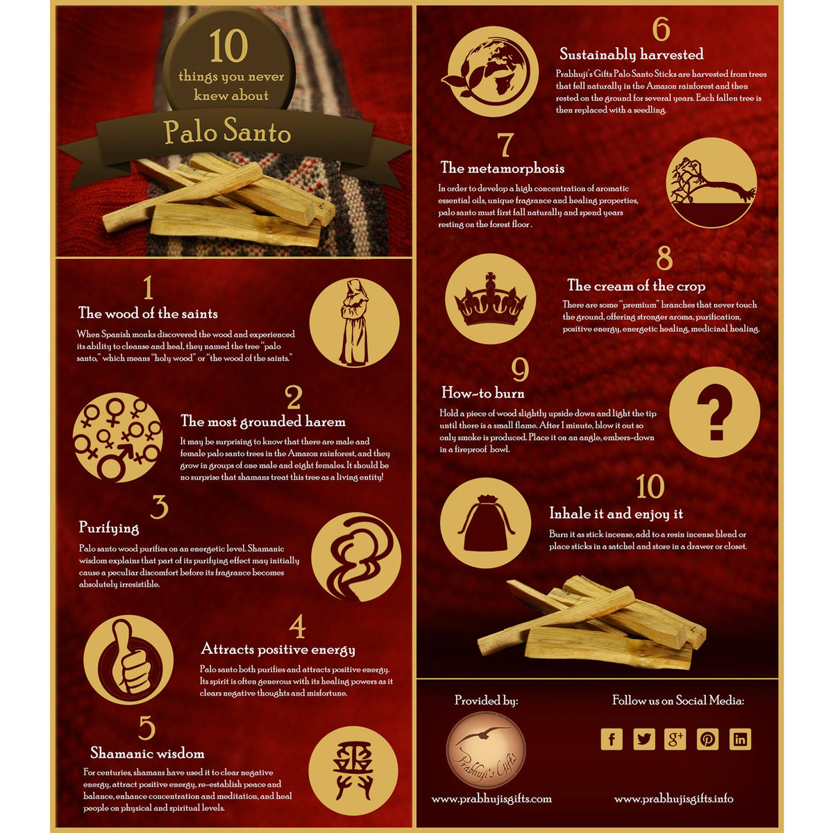 Palo Santo Raw Incense Wood - Premium Amazonian - 5 Sticks - Wholesale and Retail Prabhuji's Gifts   - Mystic journey Path