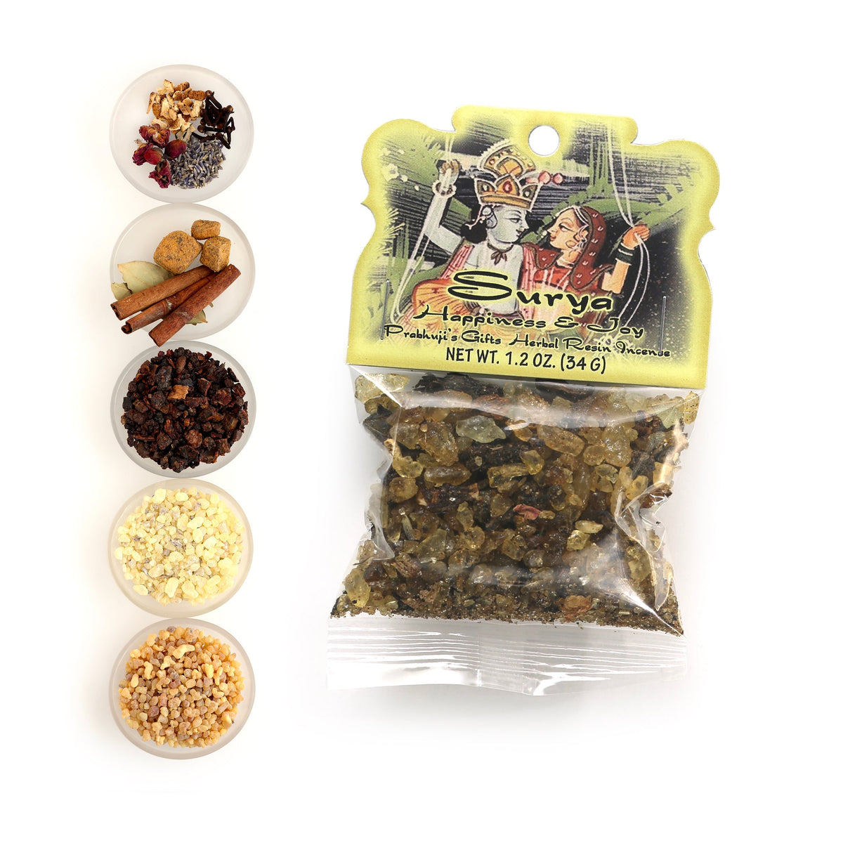 Prabhuji Resin Incense Surya - Happiness and Joy - 1.2oz bag - Mystic Journey Path
