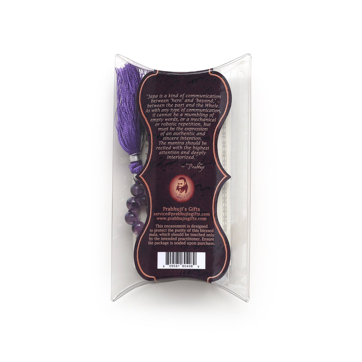 Prabhuji Prayer Mala Beads - Amethyst - 108 Prayer Beads  - Mystic Journey Path