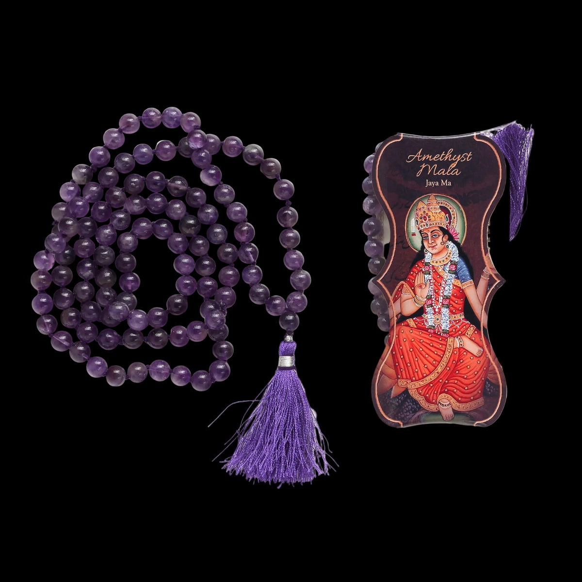 Prabhuji Prayer Mala Beads - Amethyst - 108 Prayer Beads  - Mystic Journey Path